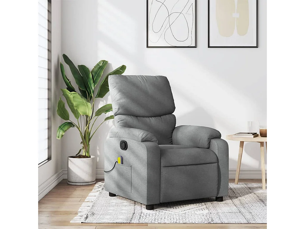 Fauteuil inclinable-Chaise de relax-Fauteuil de Massage gris clair tissu SHL1615