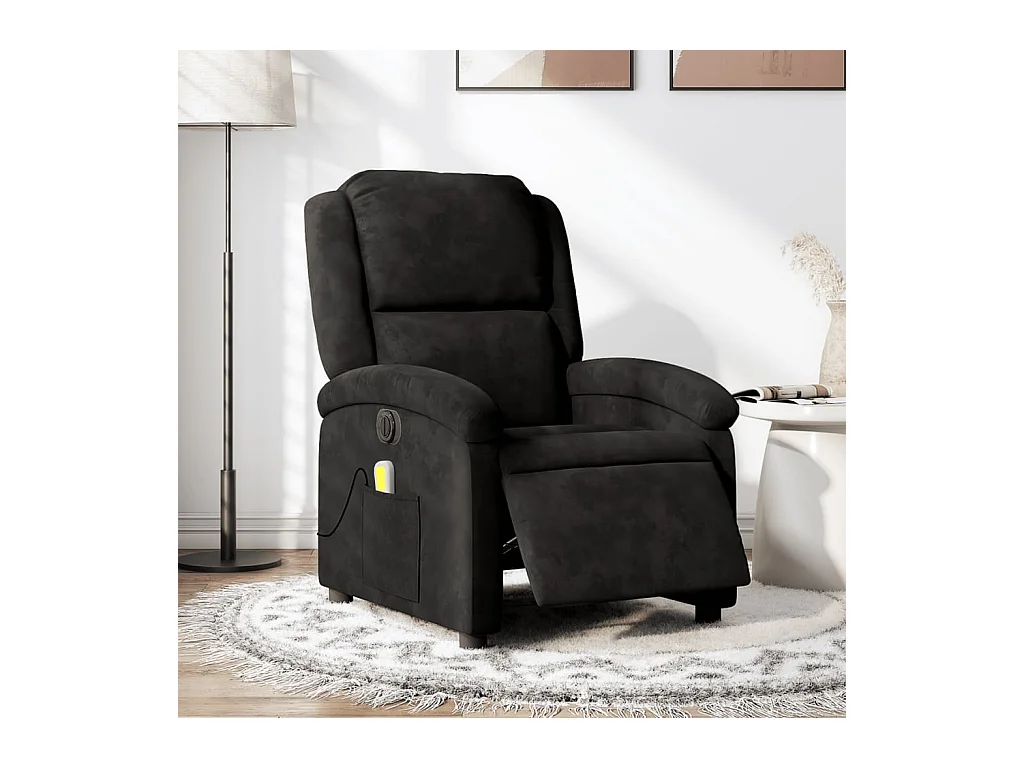 Sillón de relax | Sillón reclinable de masaje eléctrico terciopelo negro SHL6526
