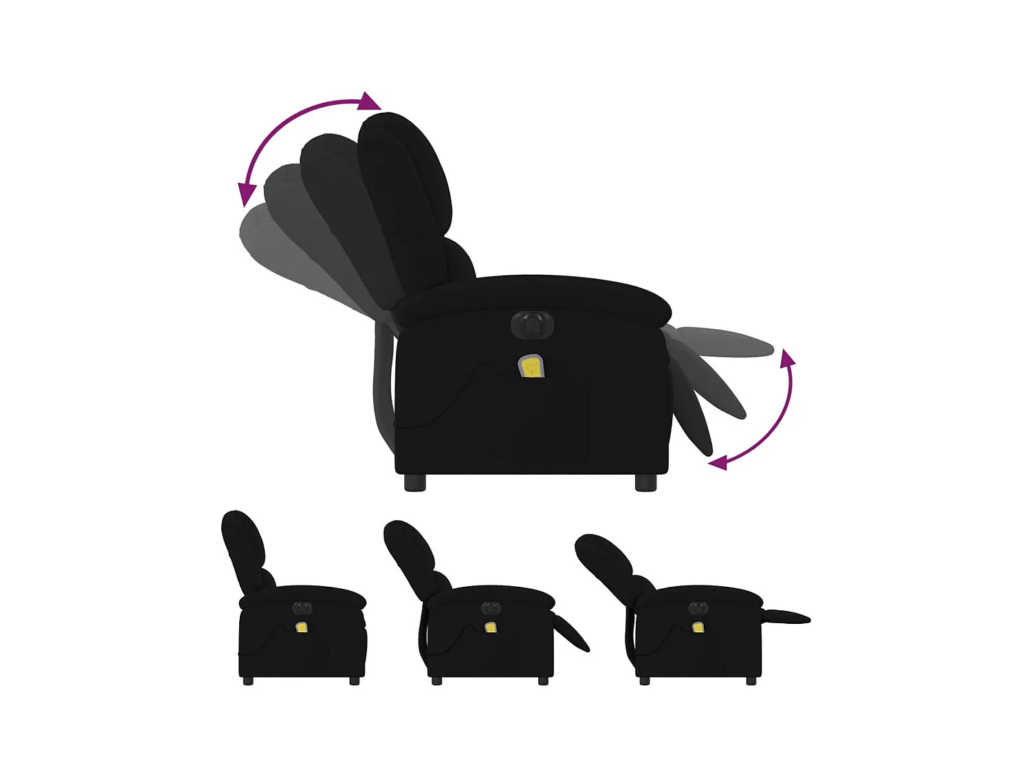 Sillón de relax | Sillón reclinable de masaje eléctrico terciopelo negro SHL6526