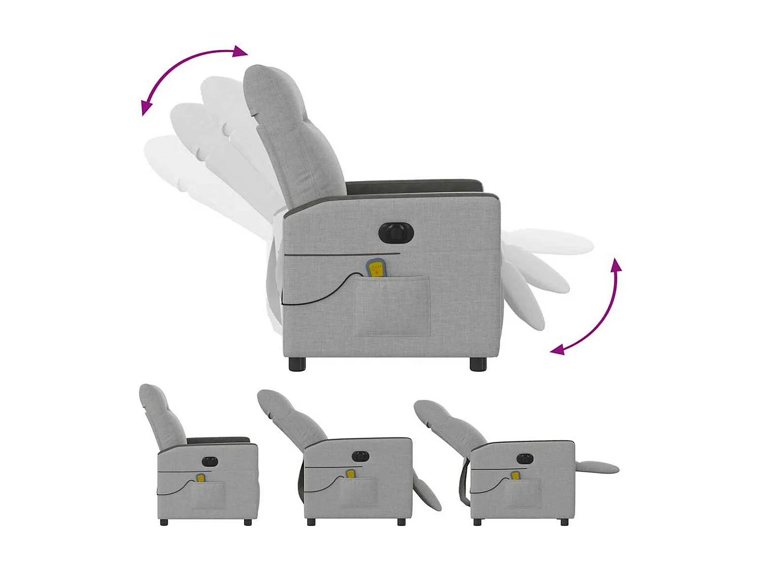 Poltrona massagens reclinável elétrica tecido cinzento-nublado SHL521448