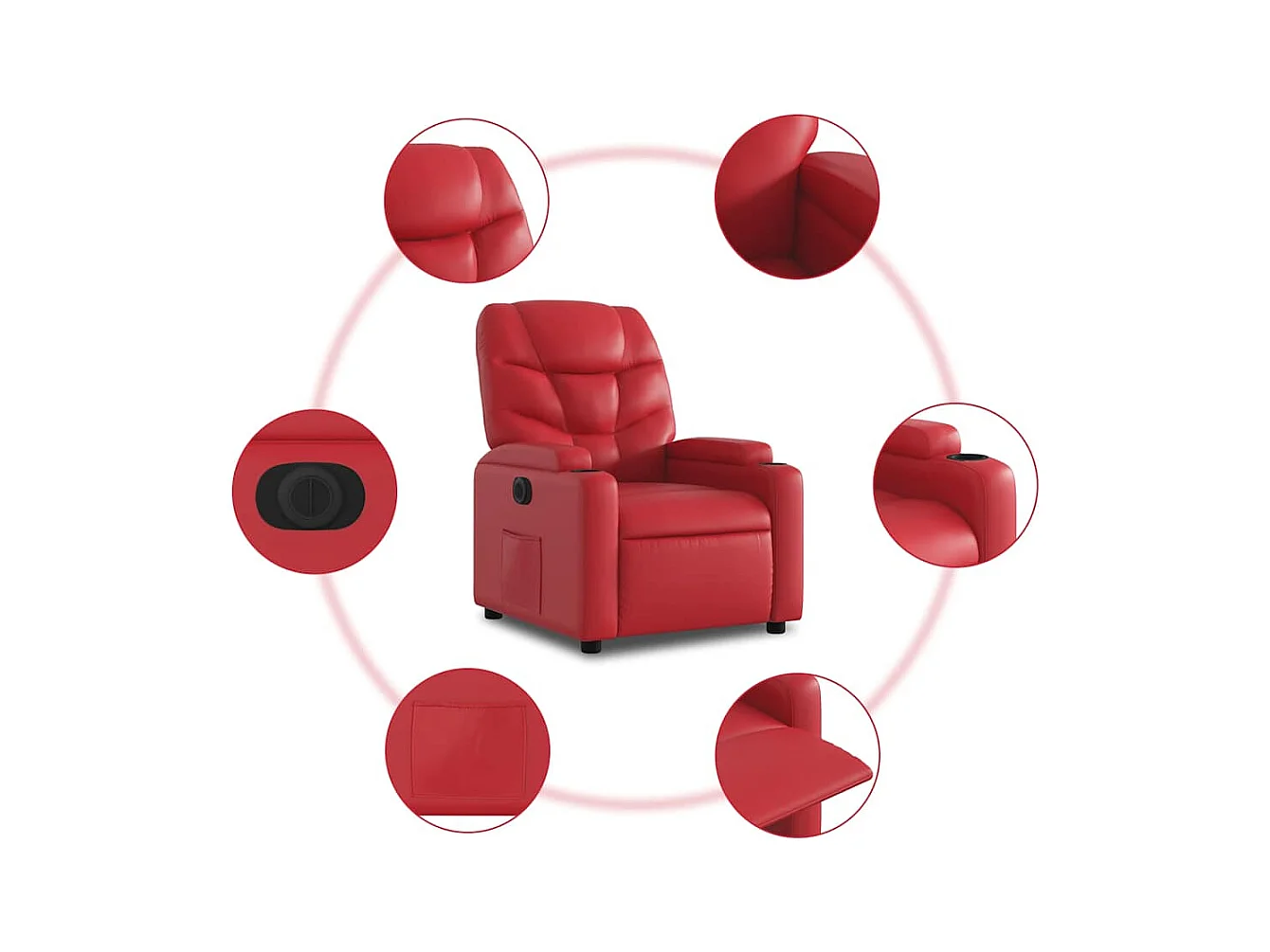 Sillón de relax | Silla | Sillón reclinable eléctrico de cuero sintético rojo SHL3018