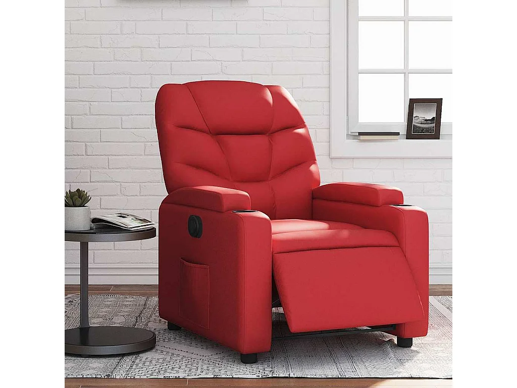Fauteuil inclinable électrique-Chaise de relax-Fauteuil salon Rouge Similicuir SHL2331