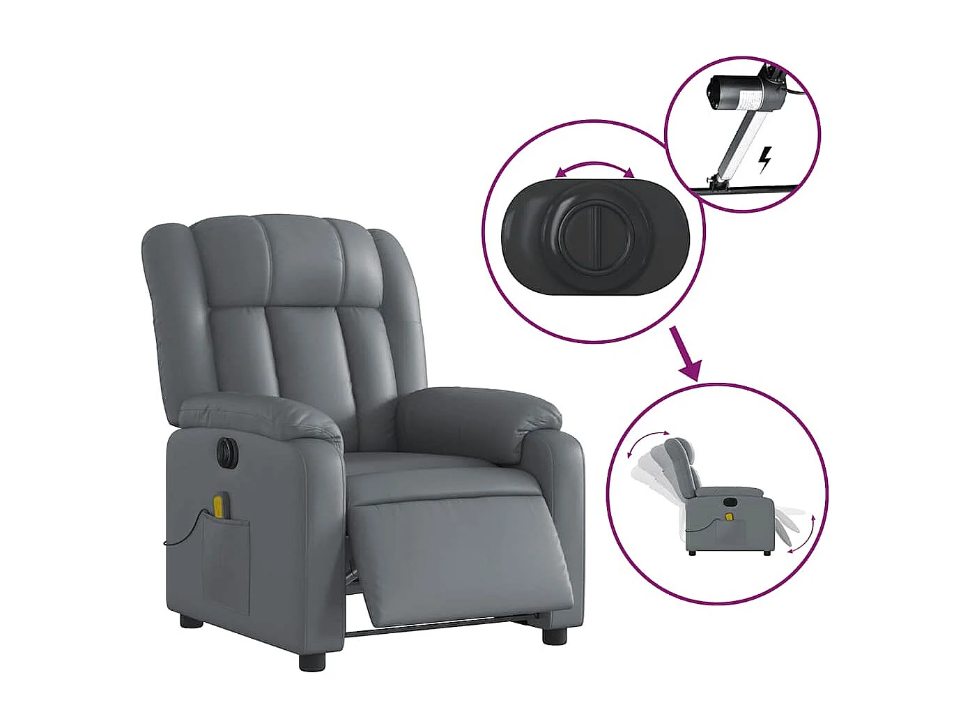 Massagesessel Elektrisch | Relaxsessel indoor Grau Kunstleder SHL33912