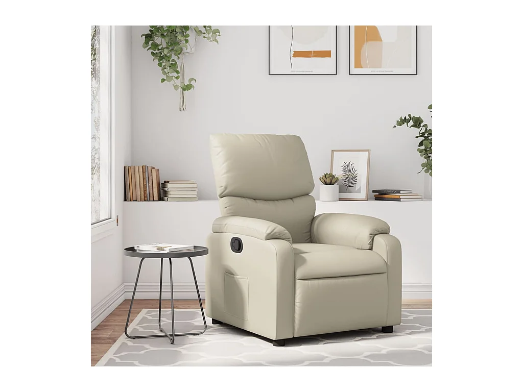 Sillón de relax | Sillón reclinable de cuero sintético crema SHL3218