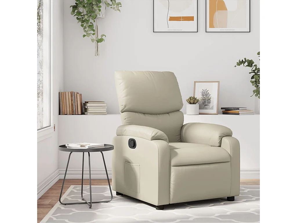 Fauteuil inclinable-Fauteuil salon Crème Similicuir SHL3789