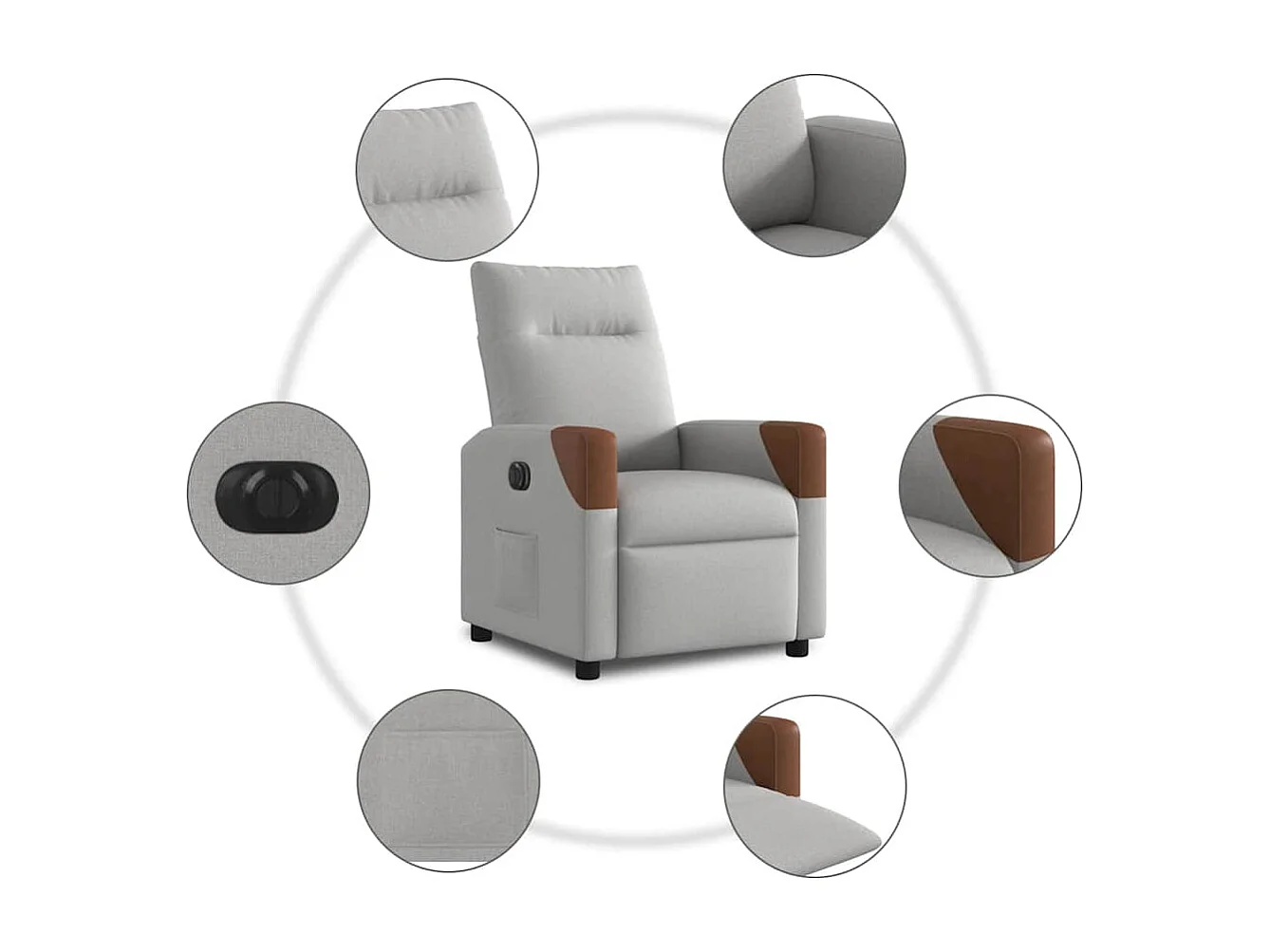 Poltrona da salotto | Sedia Rilassante | Poltrona Elettrica Reclinabile Grigio Nuvola in Tessuto SHL3696