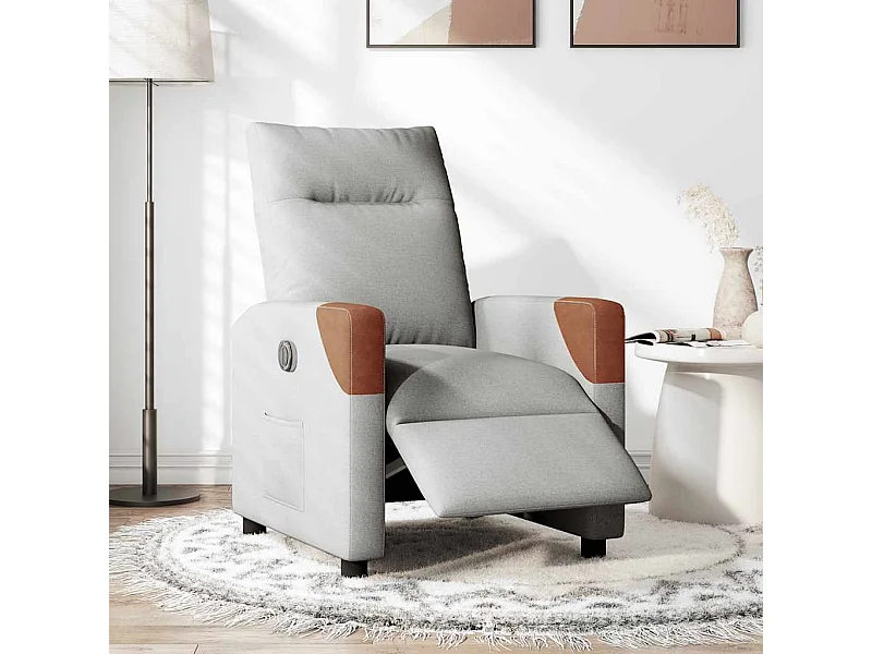 Poltrona da salotto | Sedia Rilassante | Poltrona Elettrica Reclinabile Grigio Nuvola in Tessuto SHL3696