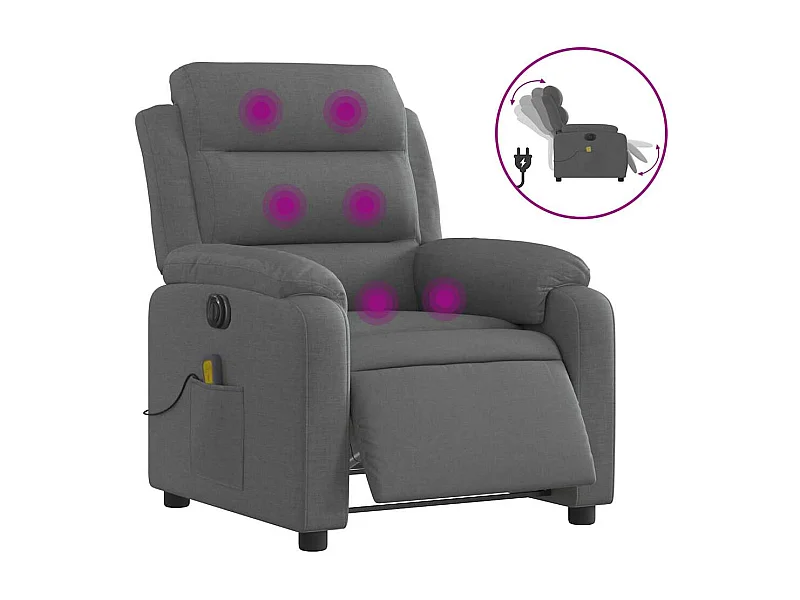 Sillón de relax | Sillón reclinable de masaje eléctrico tela gris oscuro SHL2511