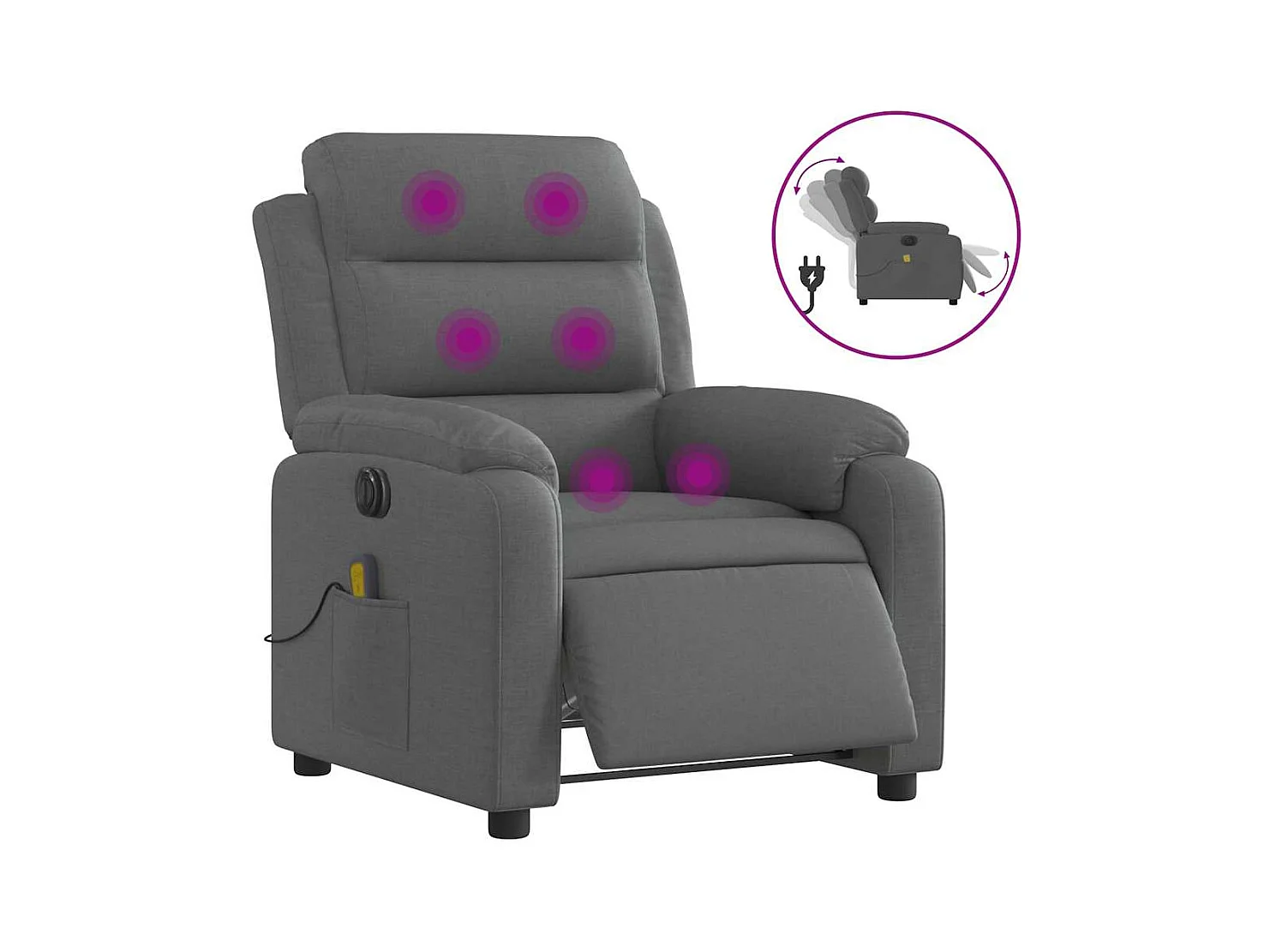 Fauteuil inclinable électrique-Chaise-Fauteuil de Massage gris foncé tissu SHL1395