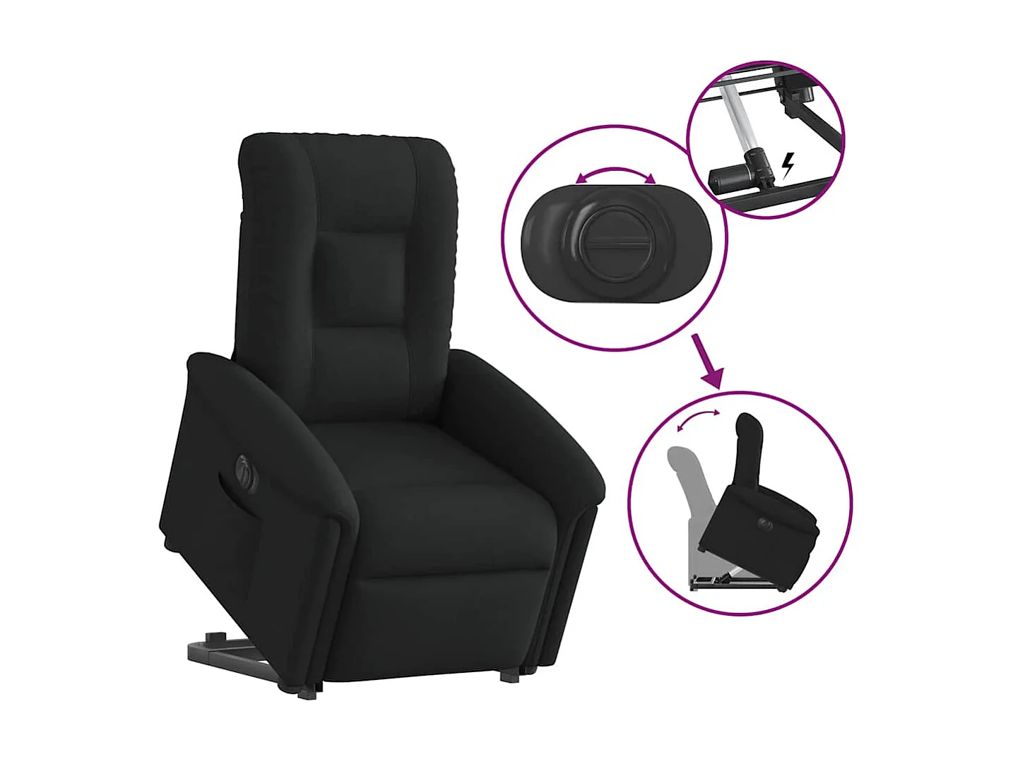 Silla de relax | Sillón eléctrico reclinable elevable de tela negro SHL4373