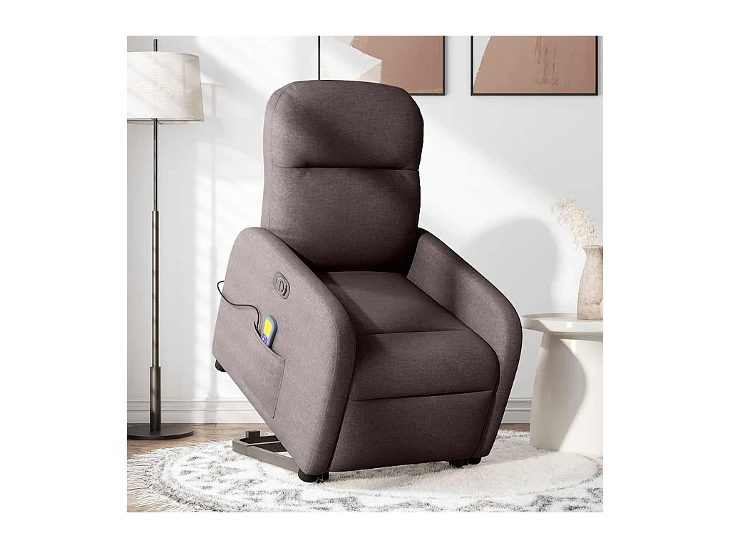 Poltrona elétrica elevatória massagens tecido castanho-escuro SHL462923