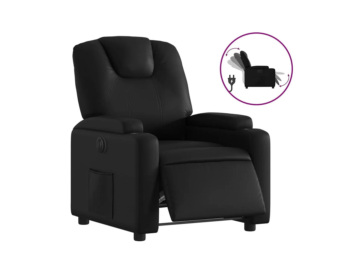 Fauteuil inclinable électrique-Chaise de relax-Fauteuil salon Noir Similicuir SHL2707