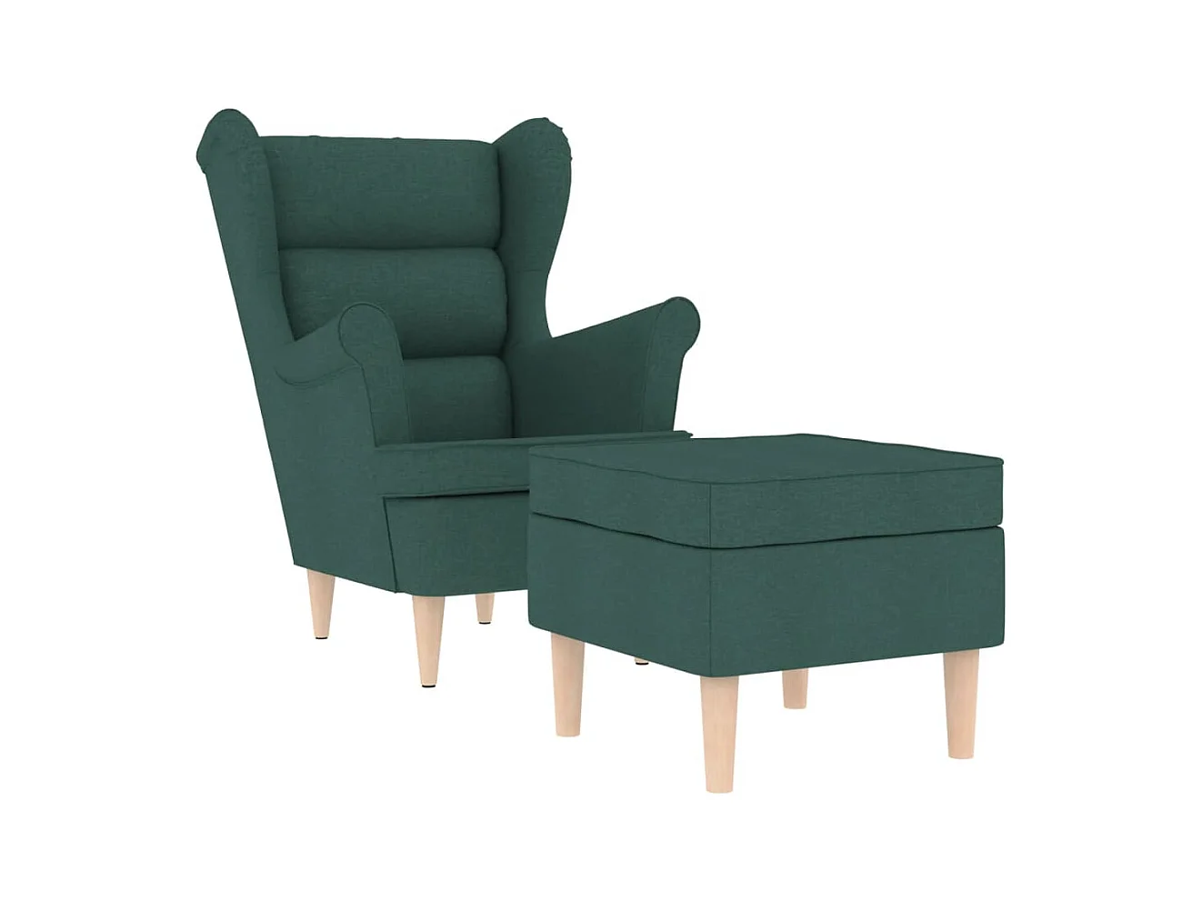 Sillón de salón | Silla de relax con reposapiés tela verde oscuro SHL5094