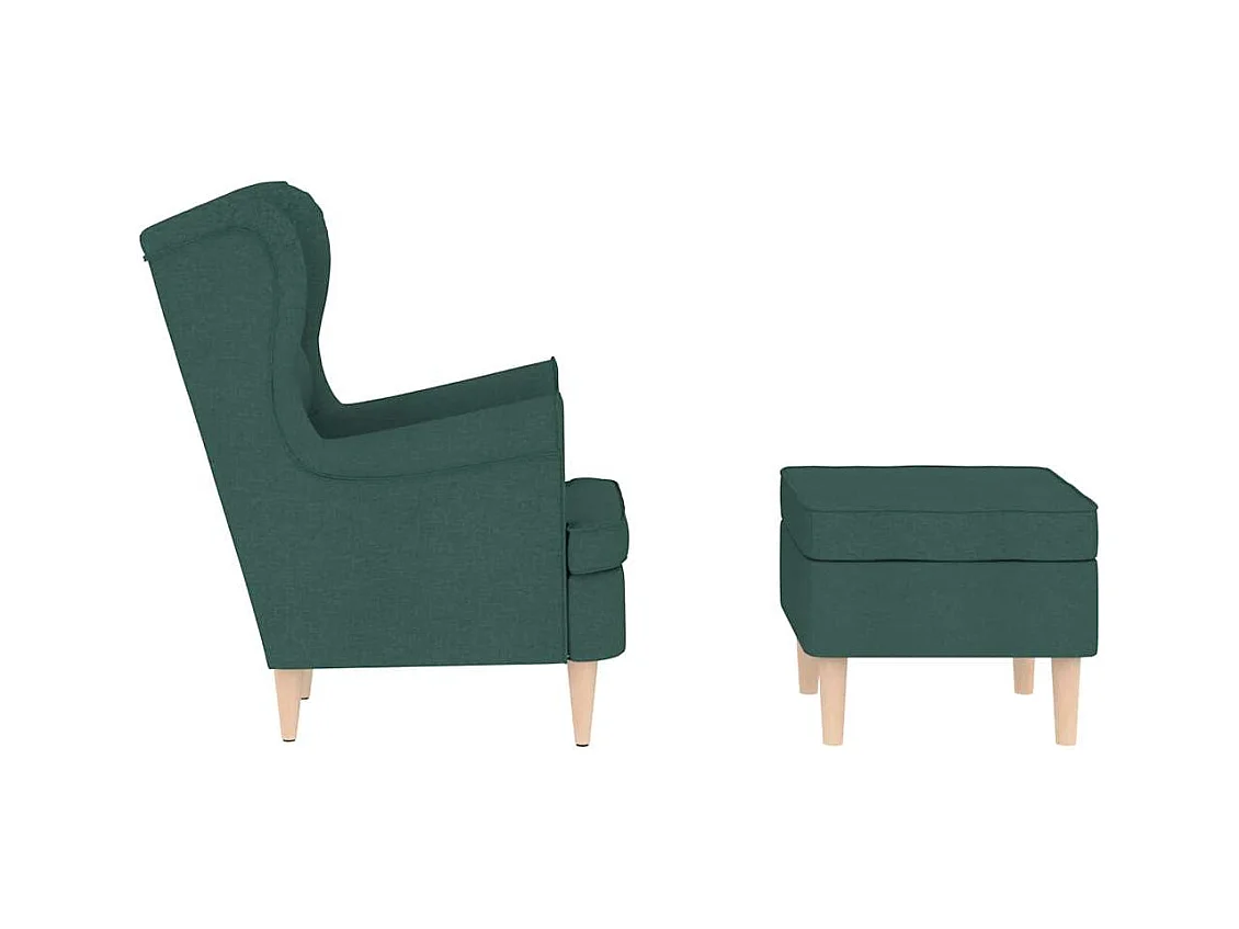 Sillón de salón | Silla de relax con reposapiés tela verde oscuro SHL5094