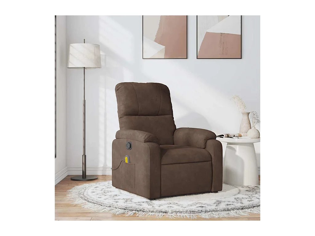 Sillón de relax | Sillón reclinable de masaje tela de microfibra marrón SHL6901