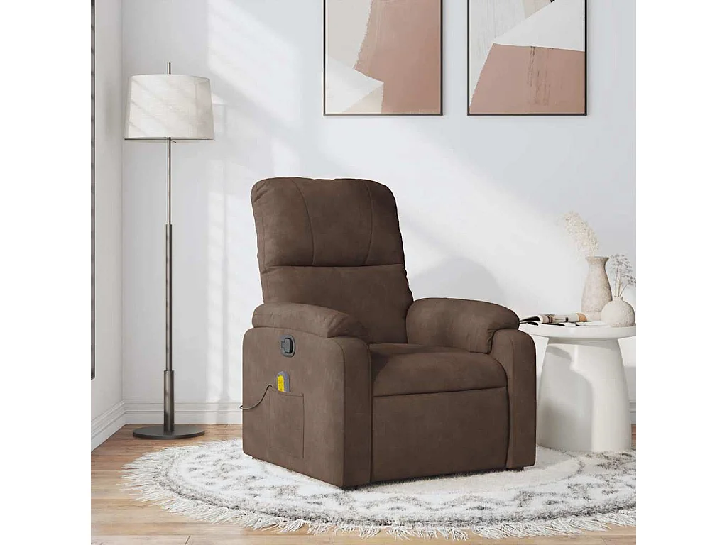 Fauteuil inclinable-Fauteuil salon de massage marron tissu microfibre SHL4291