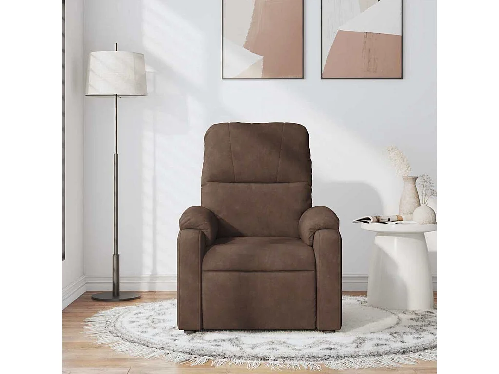 Fauteuil inclinable-Fauteuil salon de massage marron tissu microfibre SHL4291