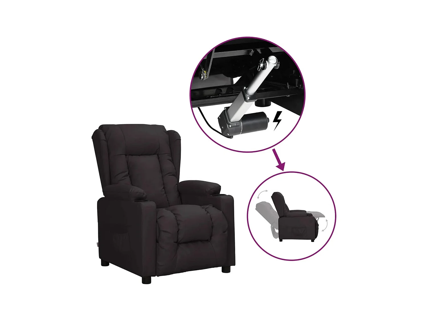 Silla de relax | Sillón elevable cuero sintético negro SHL8447