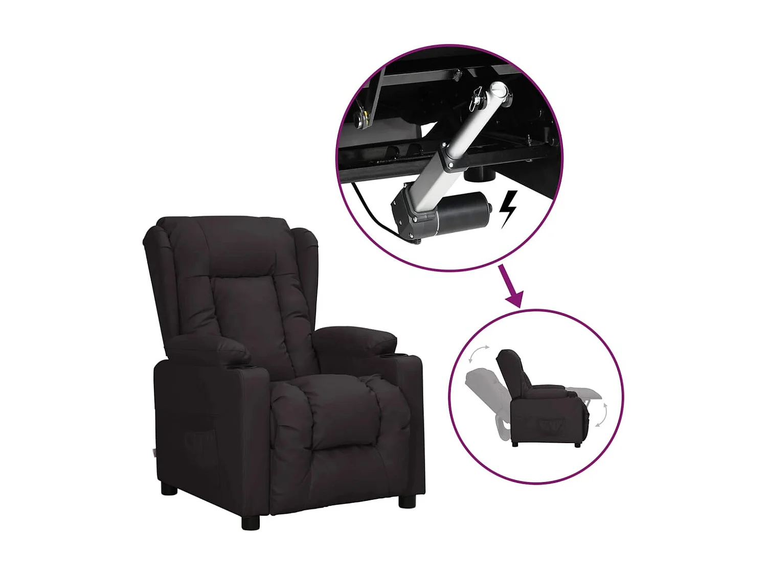 Aufstehsessel-Relaxsessel Schwarz Kunstleder SHL11748