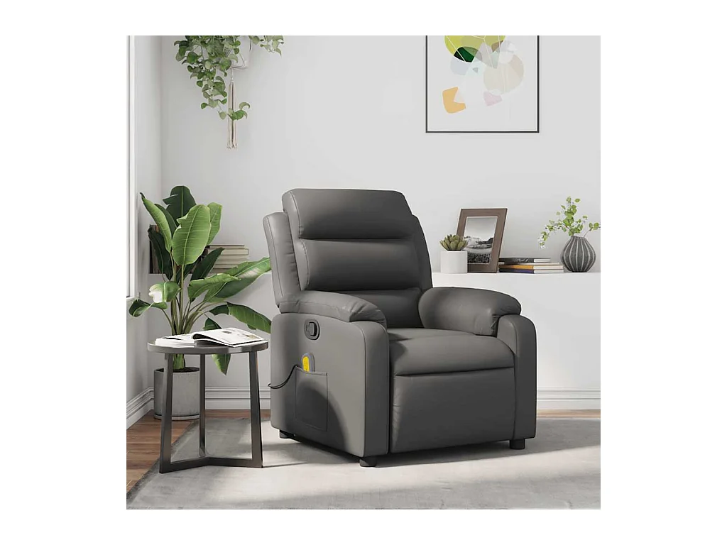 Sillón de salón | Silla | Sillón de masaje reclinable cuero sintético gris SHL9938