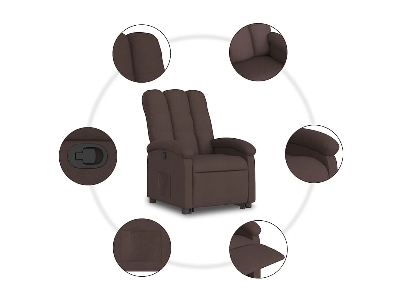 Fauteuil inclinable-Chaise de relax-Fauteuil salon marron foncé tissu SHL3426