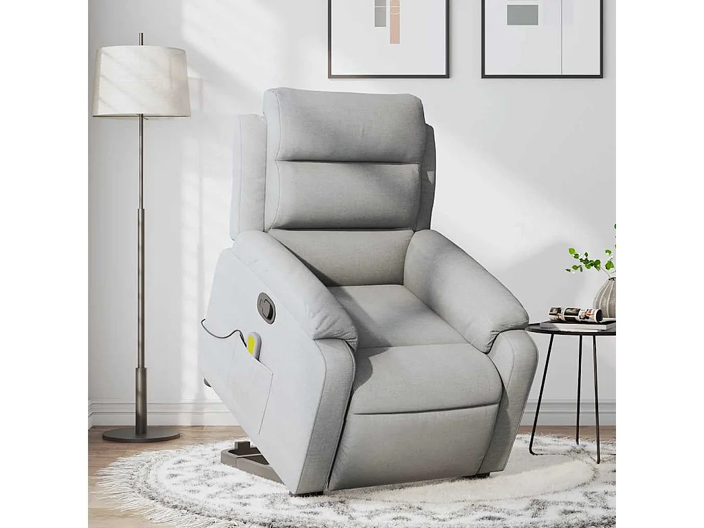 Fauteuil inclinable-Chaise de relax-Fauteuil de Massage Gris clair Tissu SHL4973
