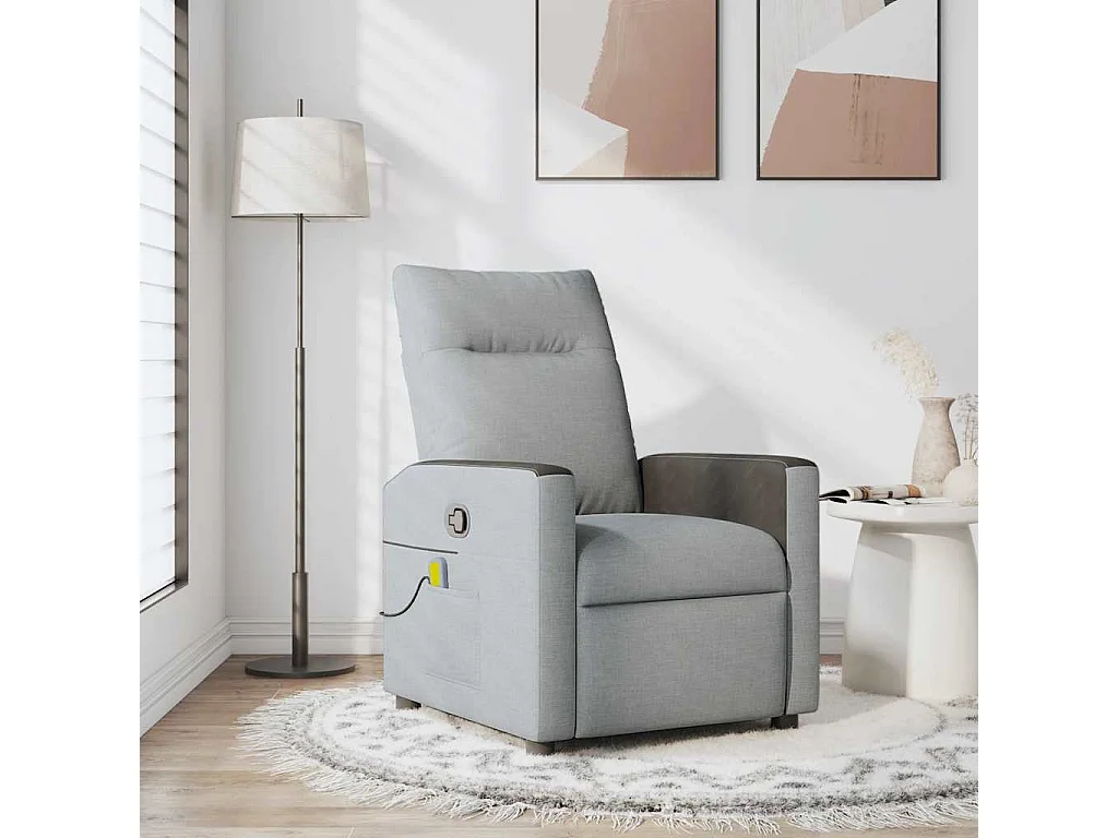Poltrona Relax | Poltrona Massaggiante Reclinabile Grigio Chiaro in Tessuto SHL1779