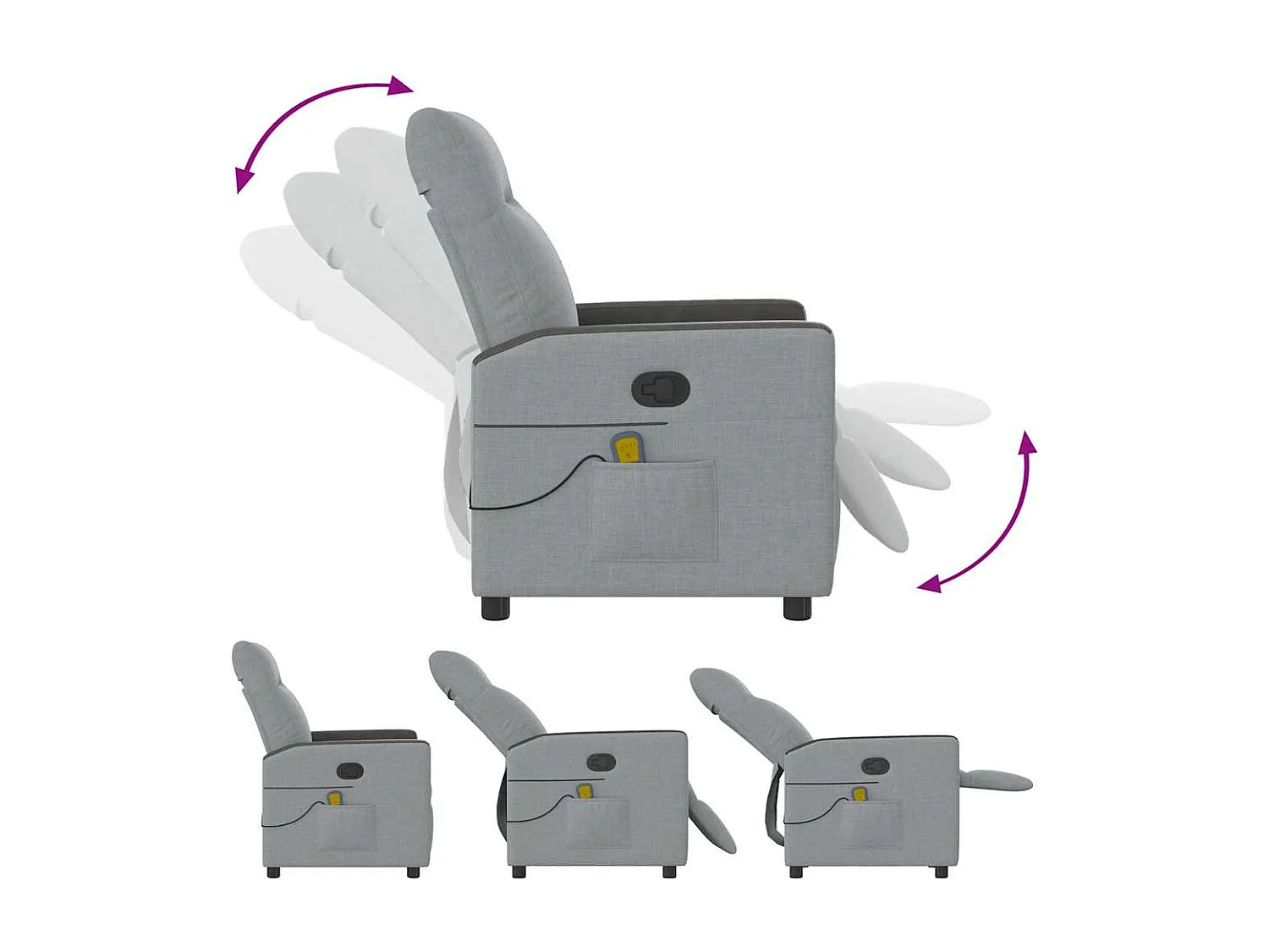 Poltrona Relax | Poltrona Massaggiante Reclinabile Grigio Chiaro in Tessuto SHL1779