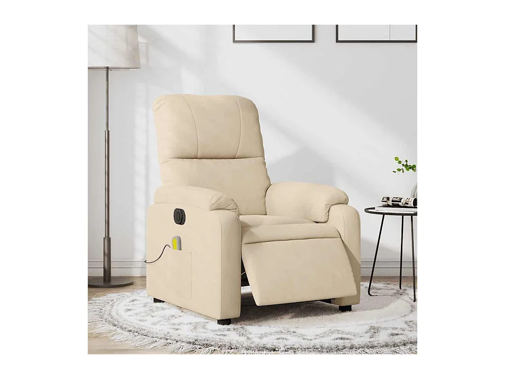 Sillón de relax | Sillón reclinable masaje eléctrico tela microfibra color crema SHL5990