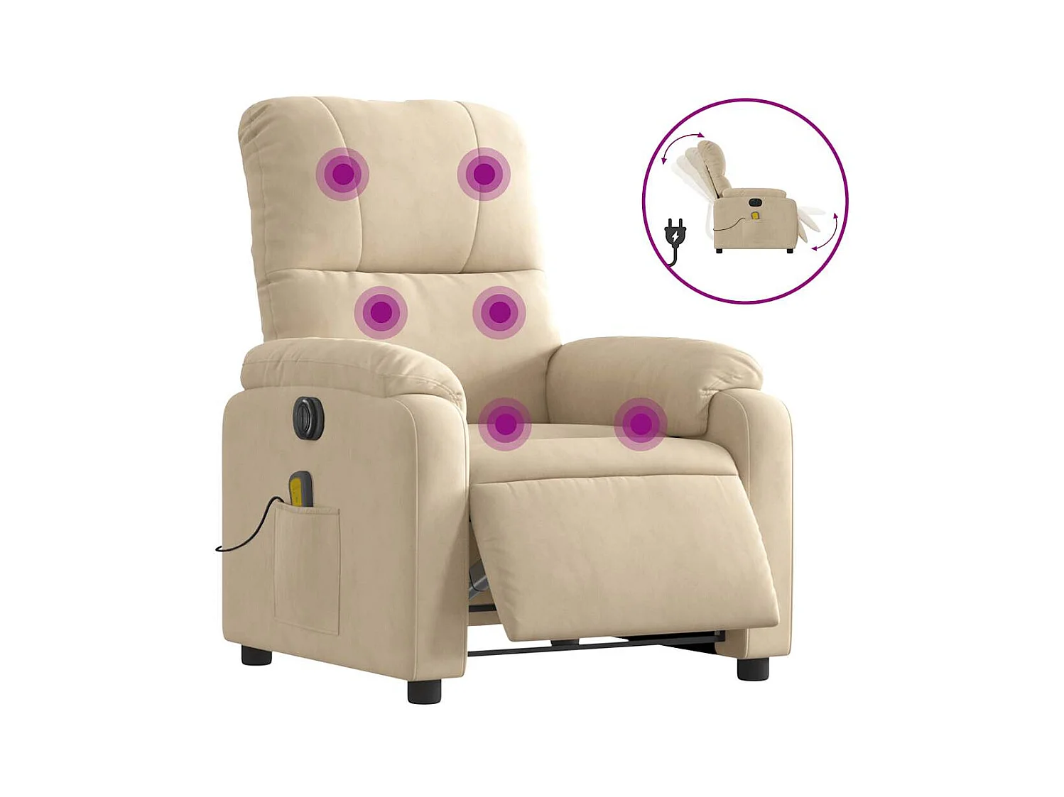 Fauteuil inclinable électrique-Chaise-Fauteuil de Massage crème SHL5319
