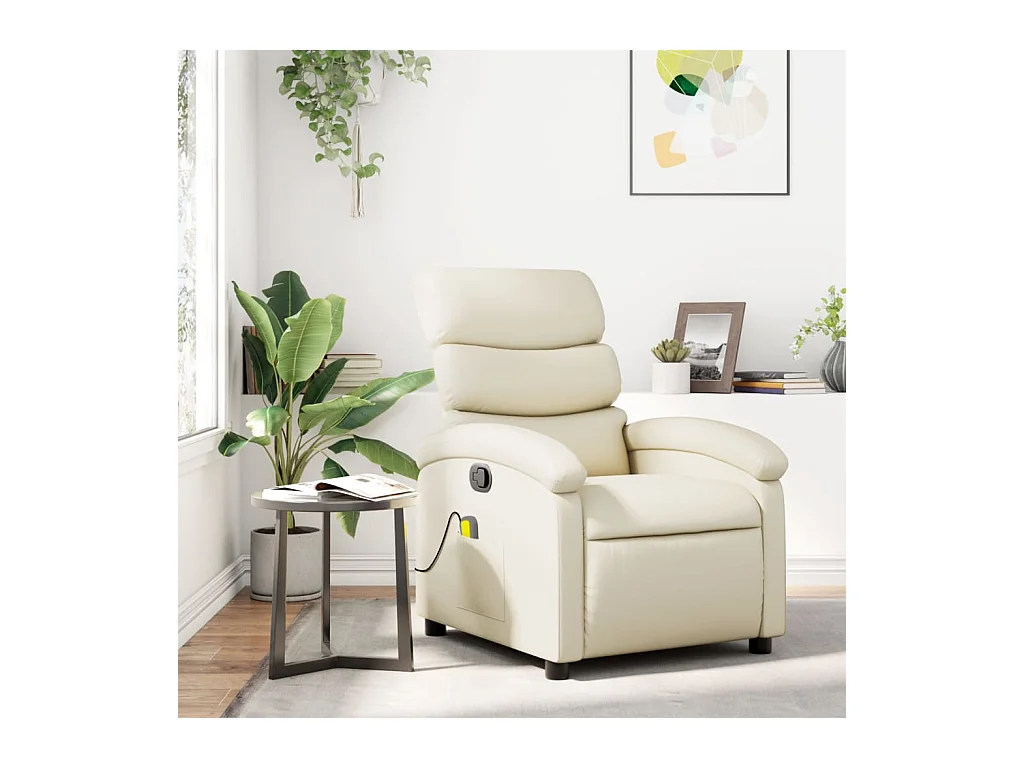 Fauteuil inclinable-Chaise de relax-Fauteuil de Massage crème similicuir SHL2497