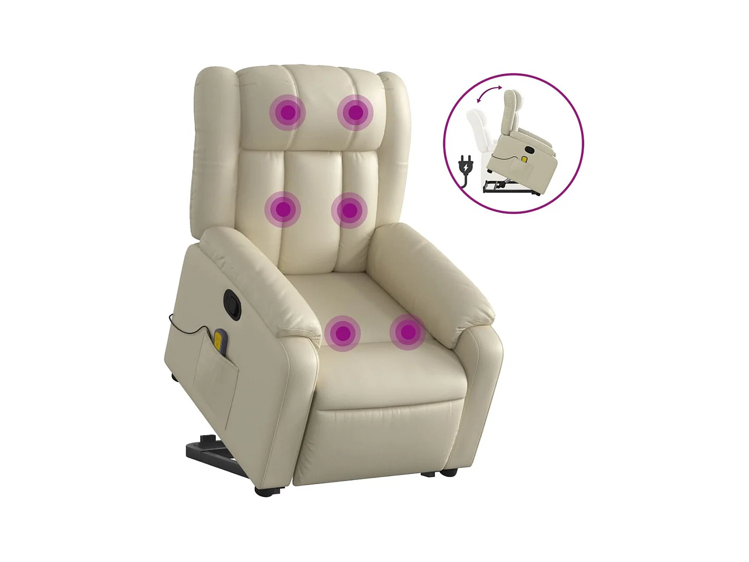 Fauteuil inclinable-Chaise de relax-Fauteuil de Massage Crème Similicuir SHL1566