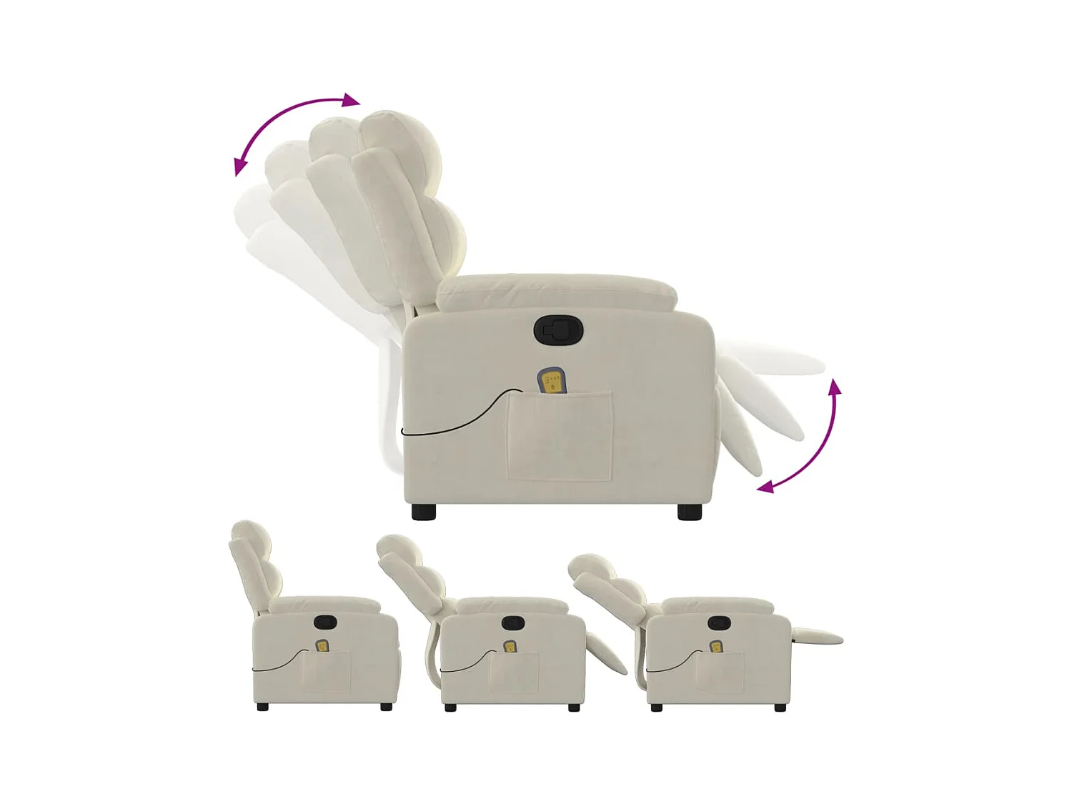 Sillón de salón | Silla | Sillón de masaje reclinable de terciopelo crema SHL4286