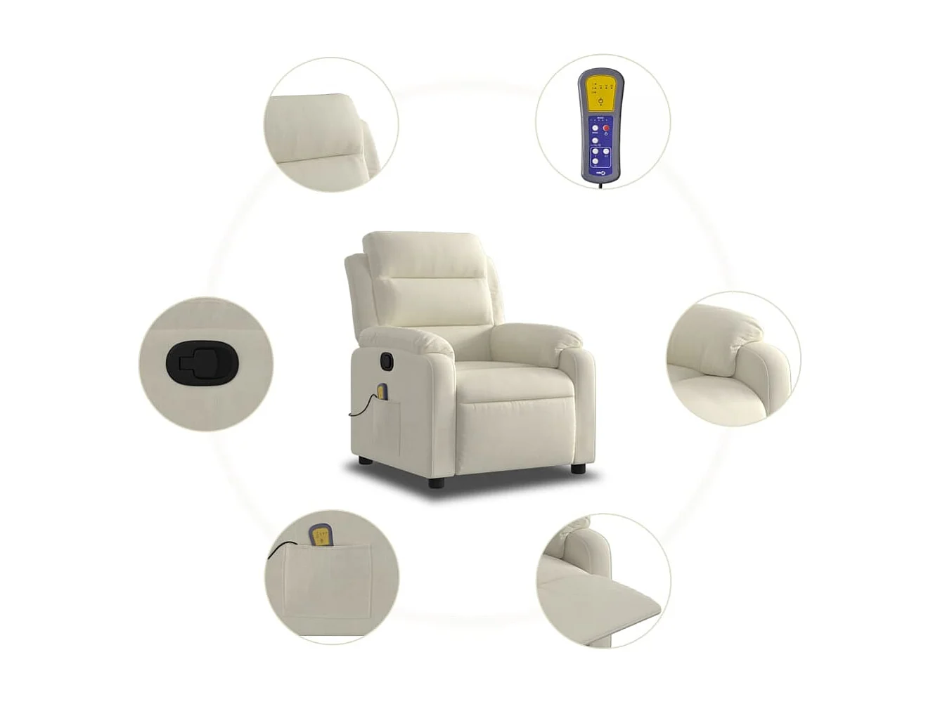 Sillón de salón | Silla | Sillón de masaje reclinable de terciopelo crema SHL4286