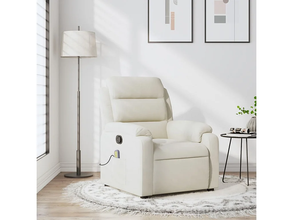 Fauteuil inclinable-Chaise de relax-Fauteuil de Massage crème velours SHL966