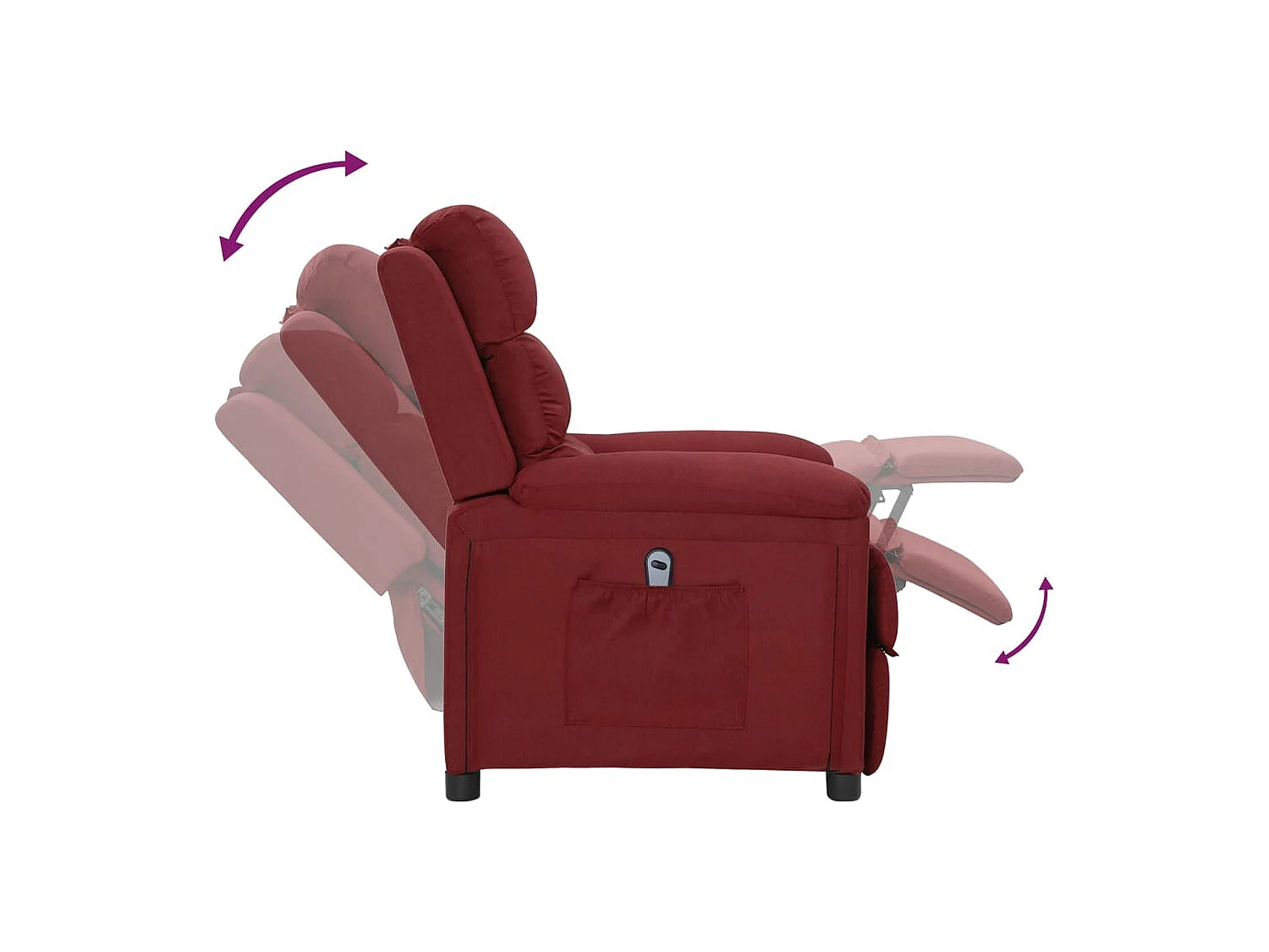 Relaxstoel | Fauteuil verstelbaar elektrisch stof wijnrood