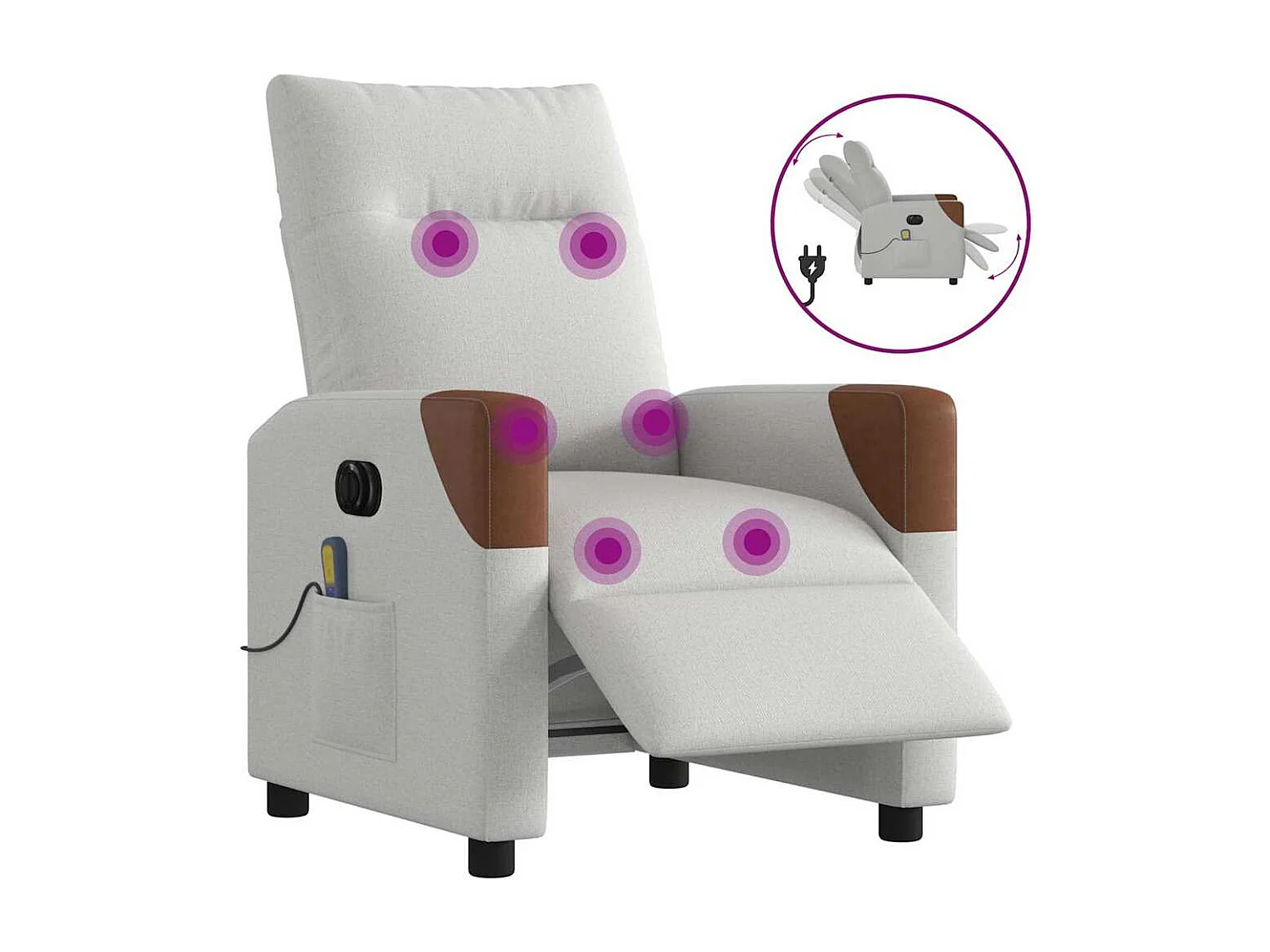 Fauteuil inclinable électrique-Fauteuil de massage de Salon gris nuage tissu SHL3811