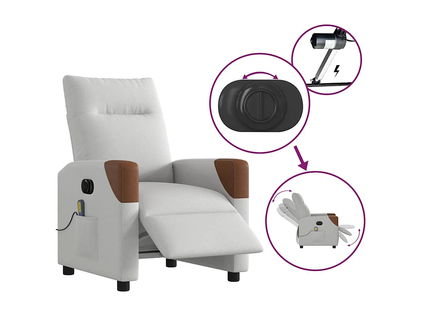 Fauteuil inclinable électrique-Fauteuil de massage de Salon gris nuage tissu SHL3811