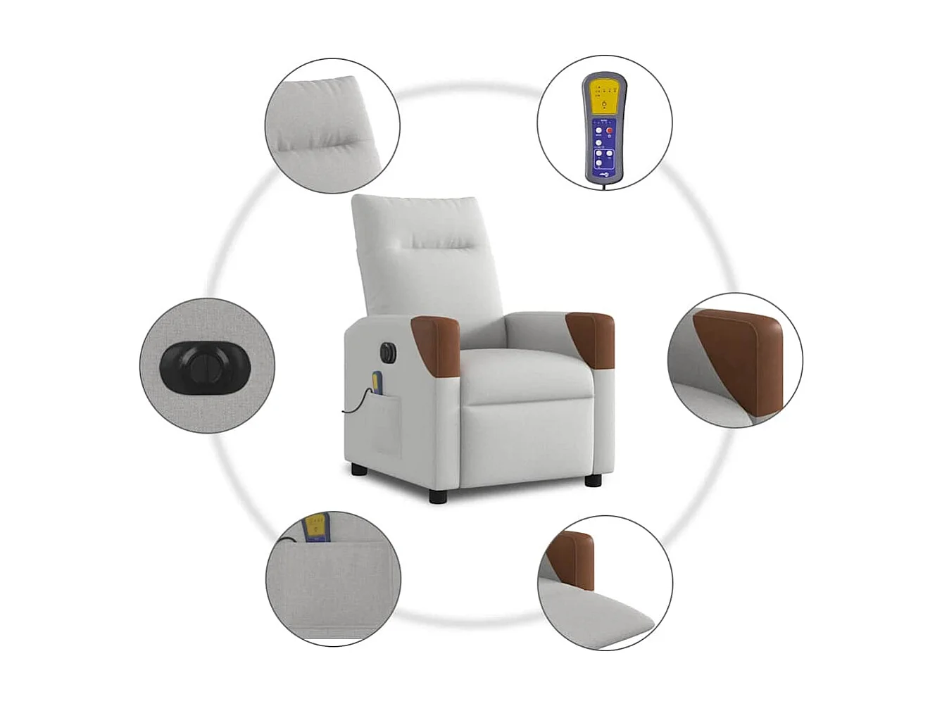 Fauteuil inclinable électrique-Fauteuil de massage de Salon gris nuage tissu SHL3811