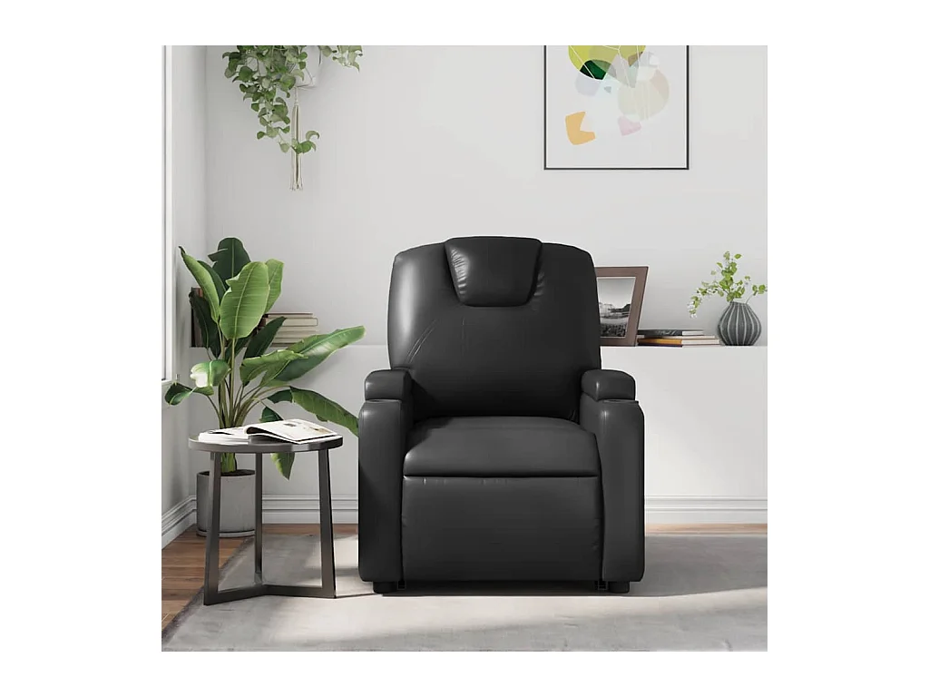 Fauteuil inclinable-Fauteuil salon Noir Similicuir SHL5460