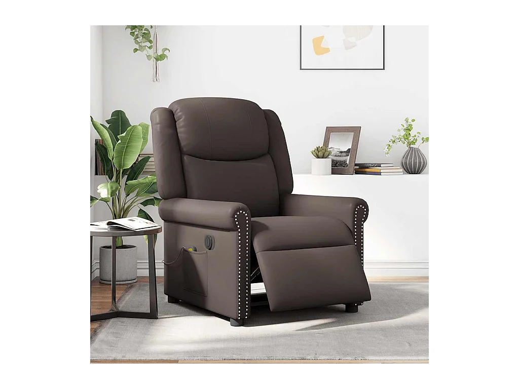 Fauteuil inclinable-Chaise de relax-Fauteuil de Massage électrique marron brillant SHL2463