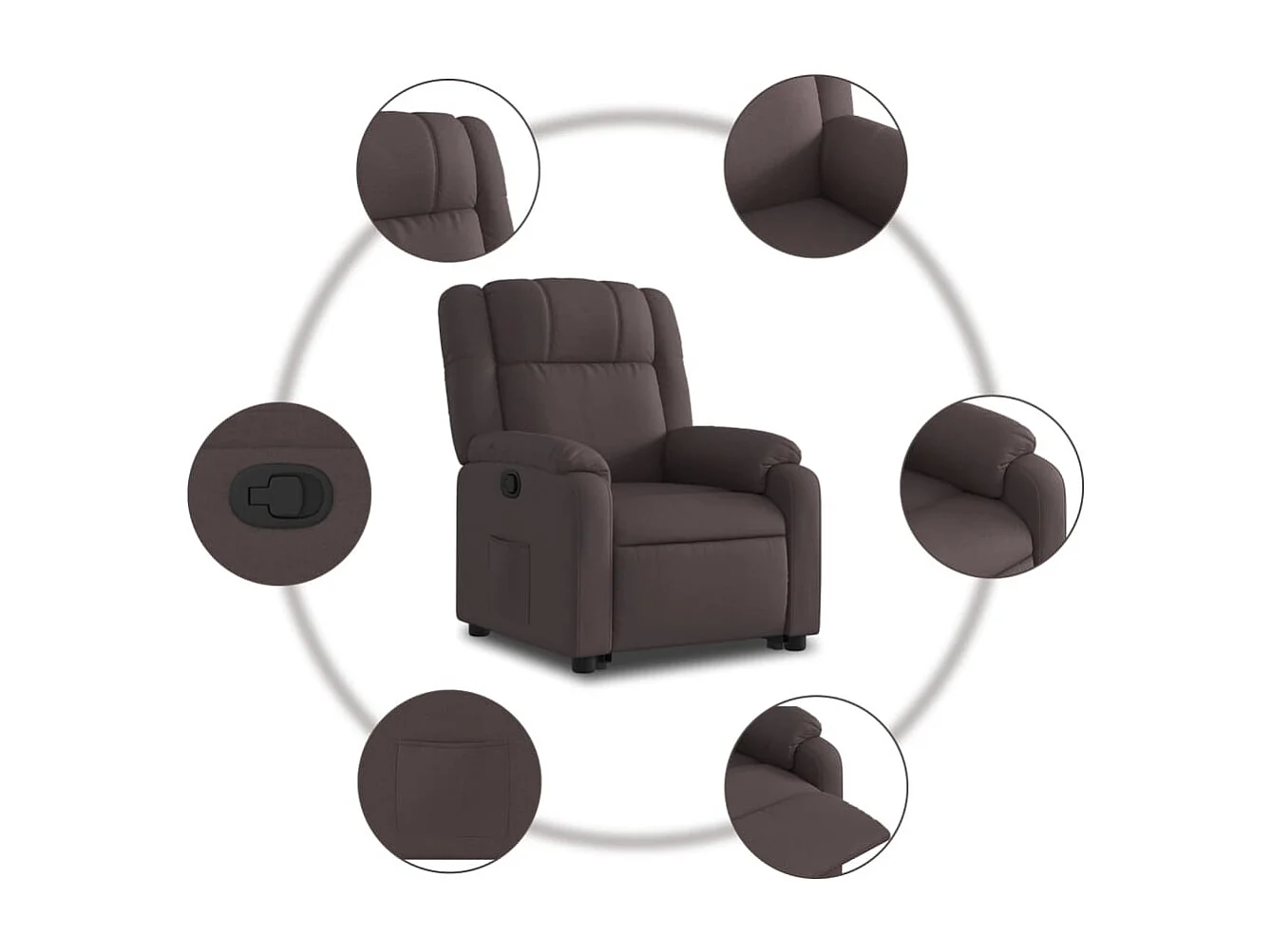 Fauteuil inclinable-Chaise de relax-Fauteuil salon marron foncé tissu SHL3845