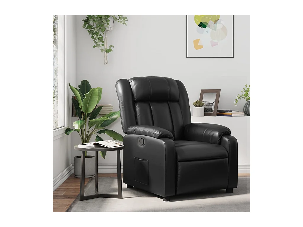 Sillón de relax | Sillón reclinable de cuero sintético negro SHL7146