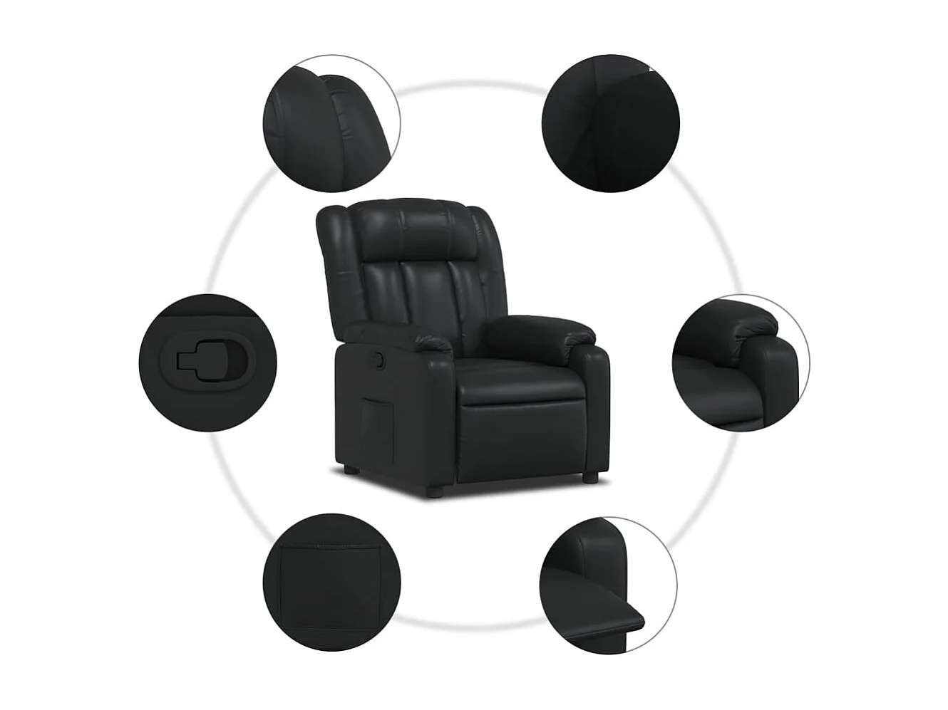 Sillón de relax | Sillón reclinable de cuero sintético negro SHL7146