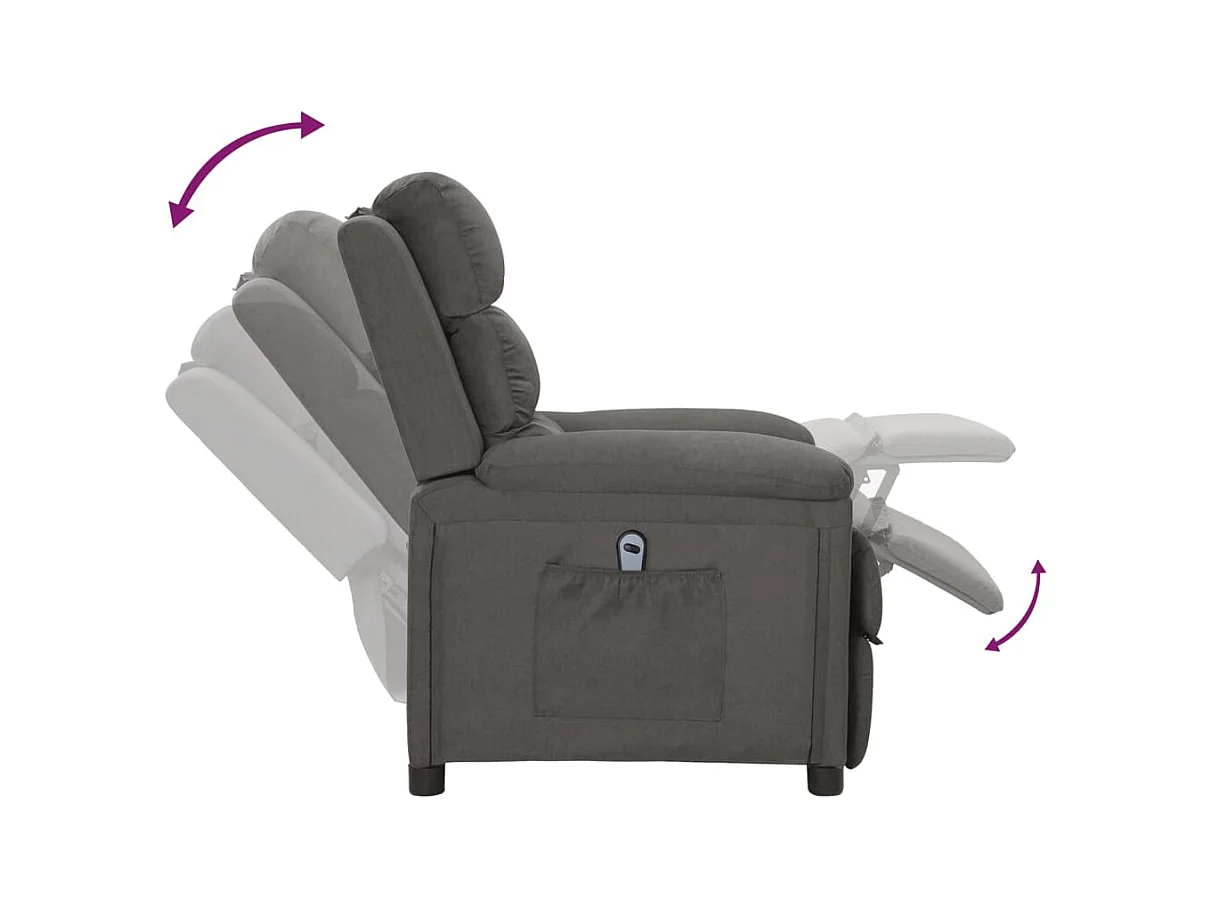 Poltrona Confortável | Poltrona reclinável elétrica tecido cinzento-escuro SHL769374