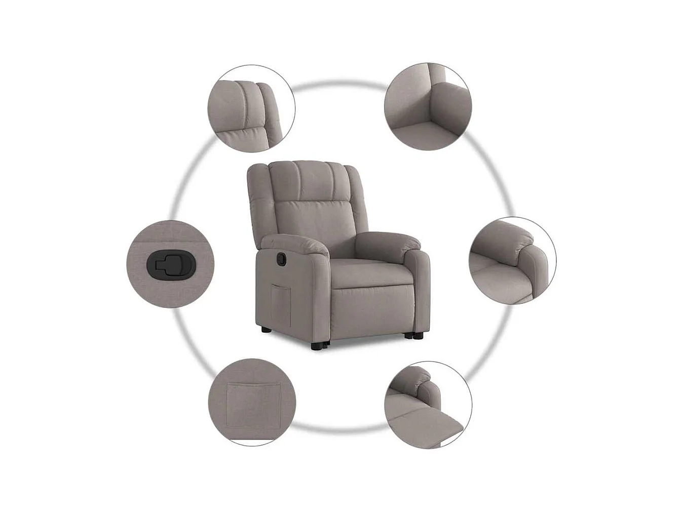Sillón de relax | Silla | Sillón reclinable elevable tela gris taupe SHL8119