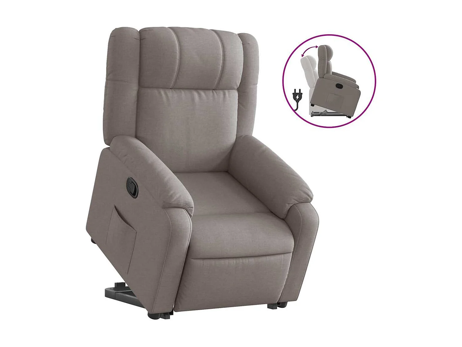 Relaxsessel | Lounge Sessel für Wohnzimmer mit Aufstehhilfe Taupe Stoff SHL4158