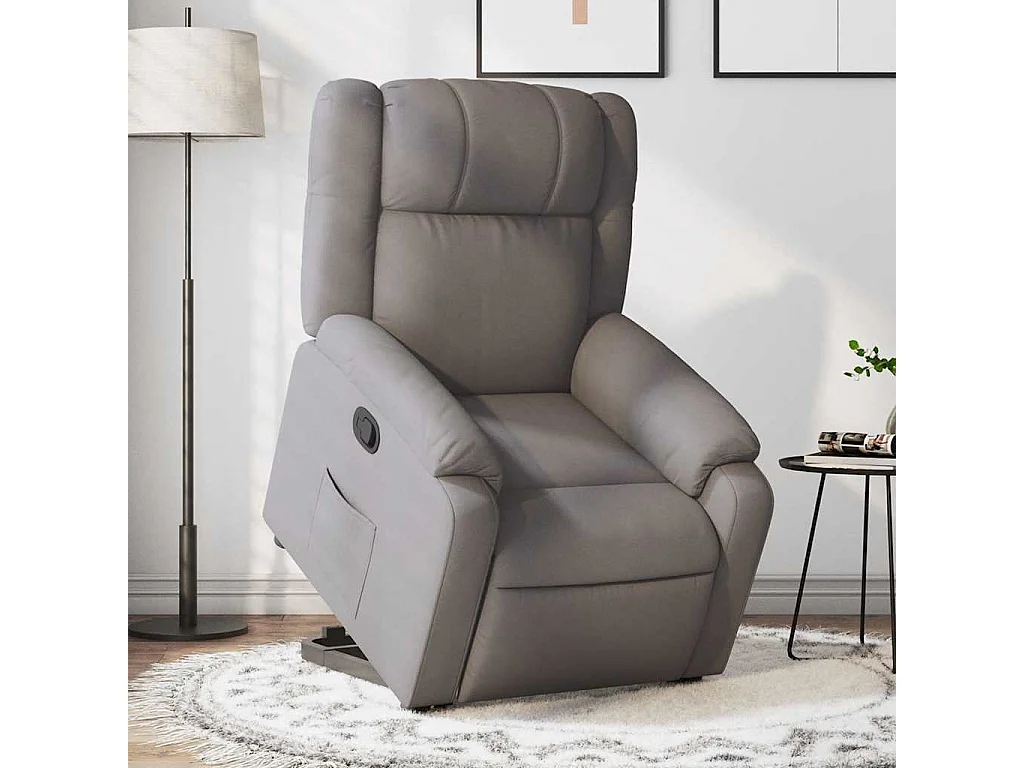 Relaxsessel | Lounge Sessel für Wohnzimmer mit Aufstehhilfe Taupe Stoff SHL4158