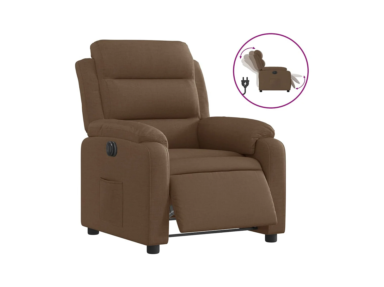 Sillón de relax | Silla | Sillón reclinable eléctrico de tela marrón SHL4682