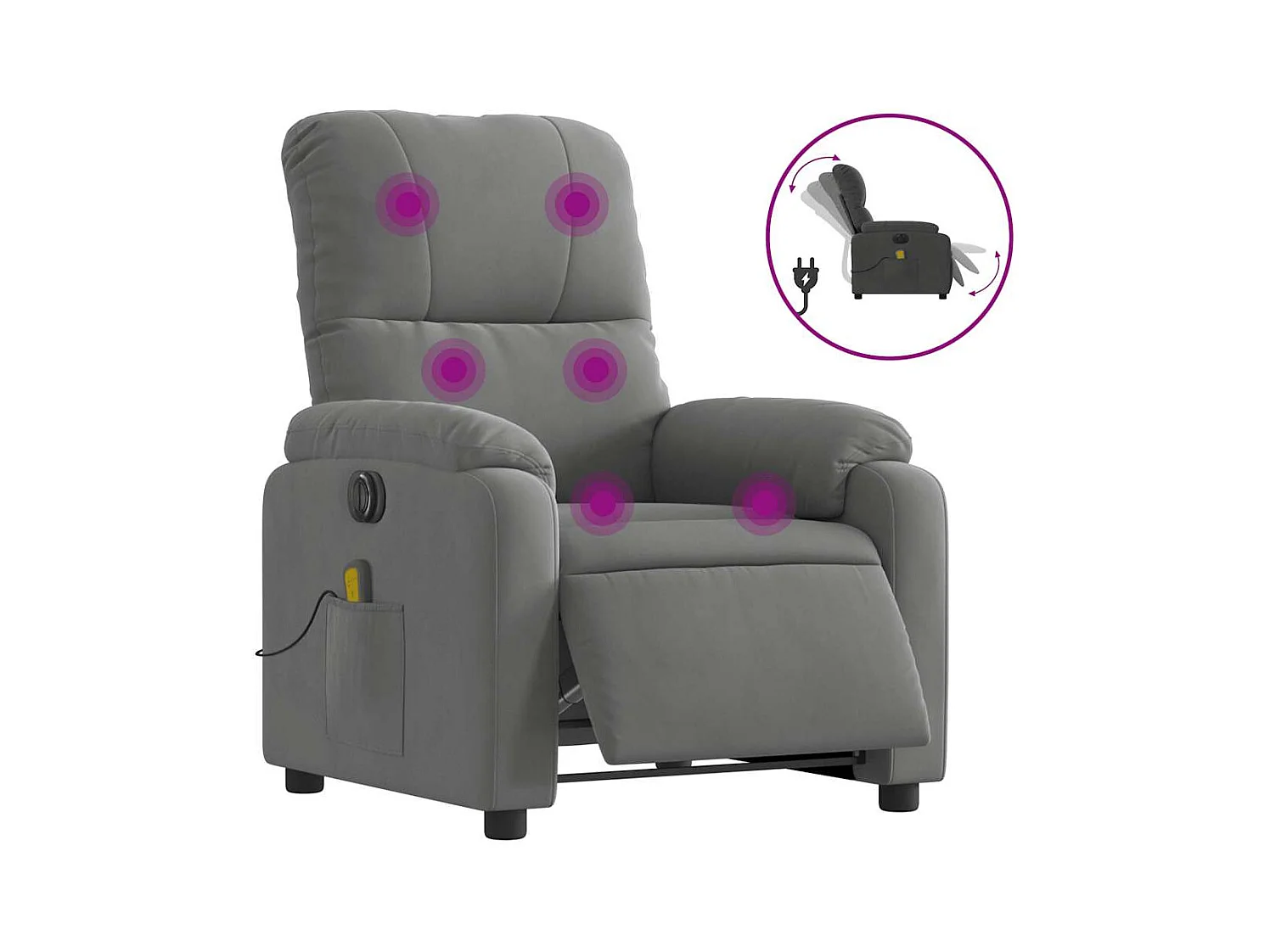 Sillón de relax | Sillón reclinable masaje eléctrico tela microfibra gris oscuro SHL4109